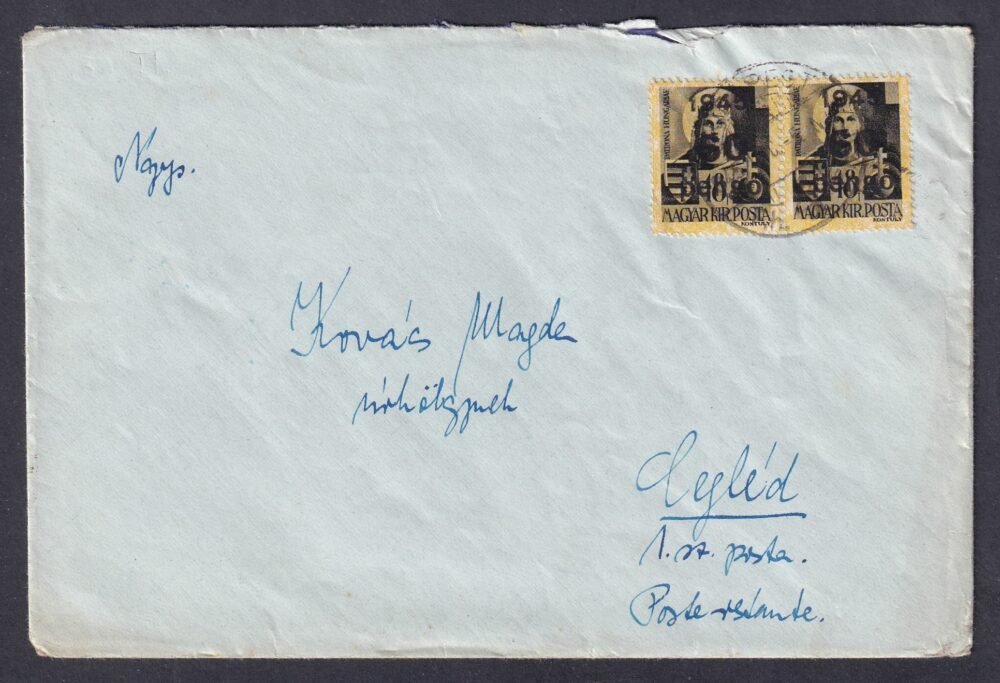 1945. (5. d.sz.) Budapest, Ceglédre feladott levél