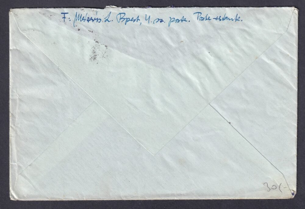 1945. (5. d.sz.) Budapest, Ceglédre feladott levél