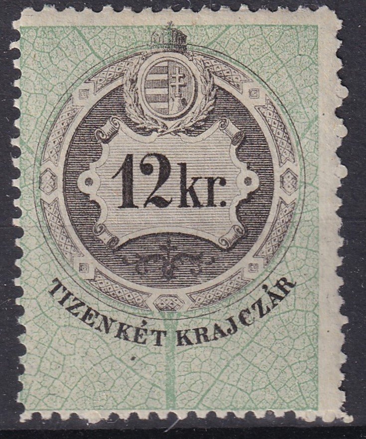 1868. 12 krajcár Illetékbélyeg eredeti gumival, falcos