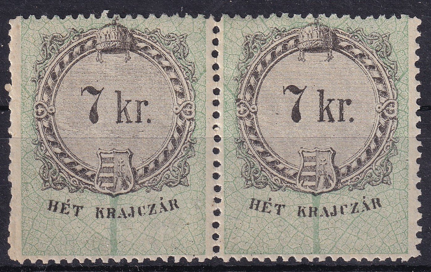 1868. 7kr pár, eredeti ép gumizással  - nagyon ritka!!!