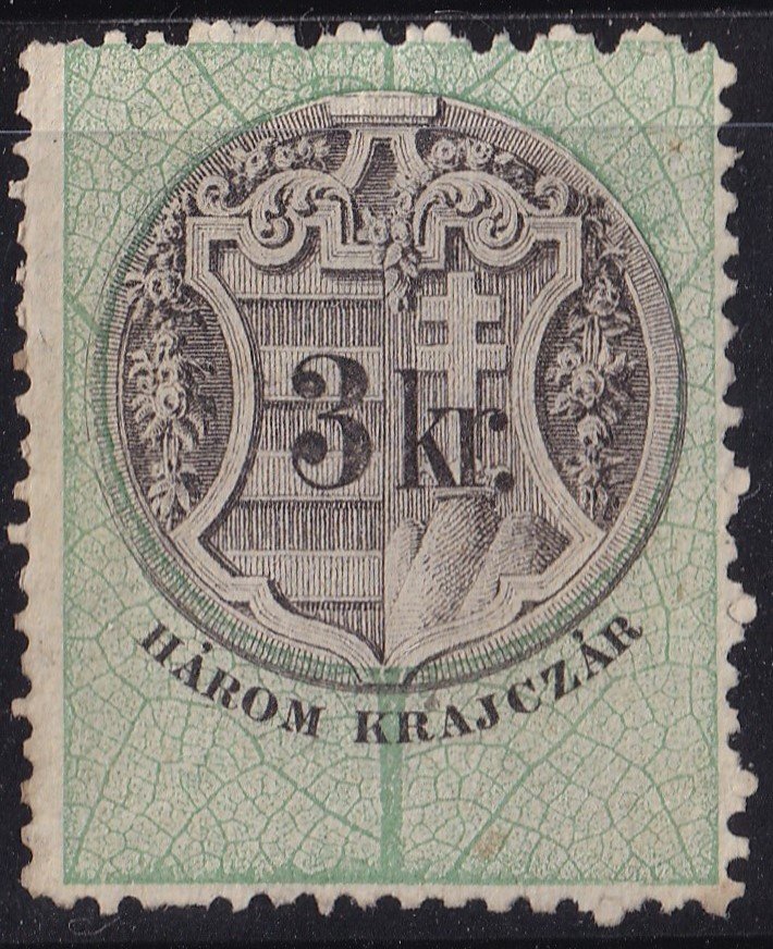 1868. 3 krajcár Illetékbélyeg - gumi nélkül