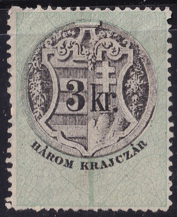 1868. 3 krajcár Illetékbélyeg - gumi nélkül
