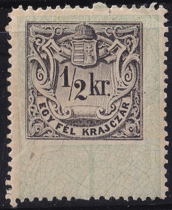 1868. 1/2 krajcár Illetékbélyeg eredeti gumival, falcos