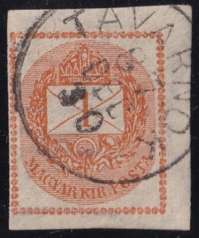 1881. Hírlapbélyeg - TAVARNOK érkezési bélyegzéssel