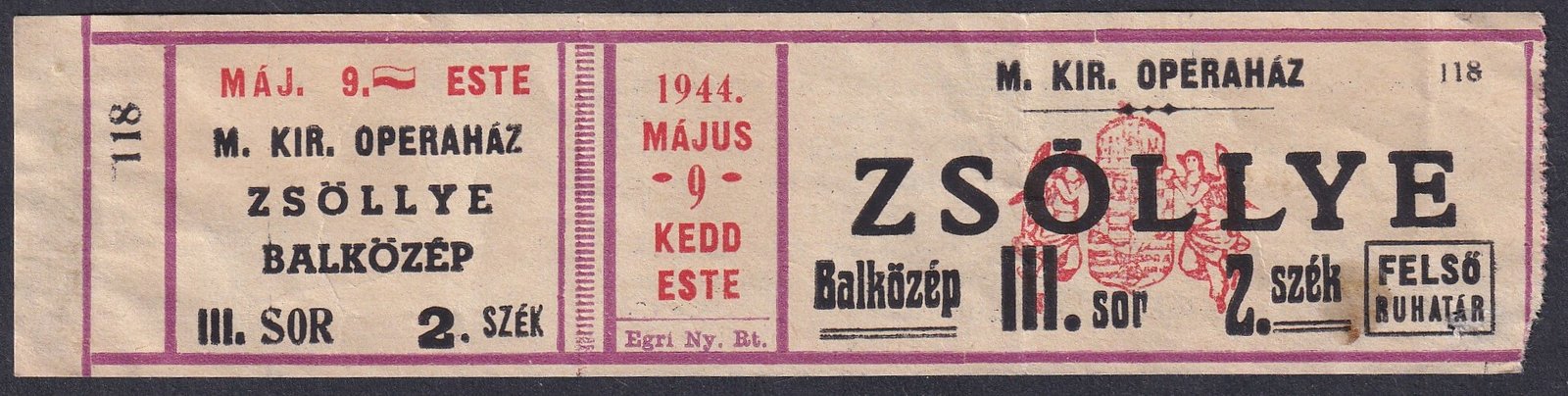 IMG_20250805_0025.1 1944. Magyar Királyi Operaház belépőjegy