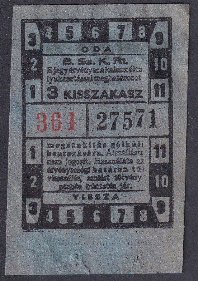 BSZKRT 3 kisszakasz jegy