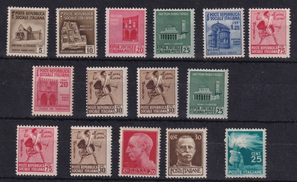 Olasz Szocialista Köztársaság 1944, használatlan darabok