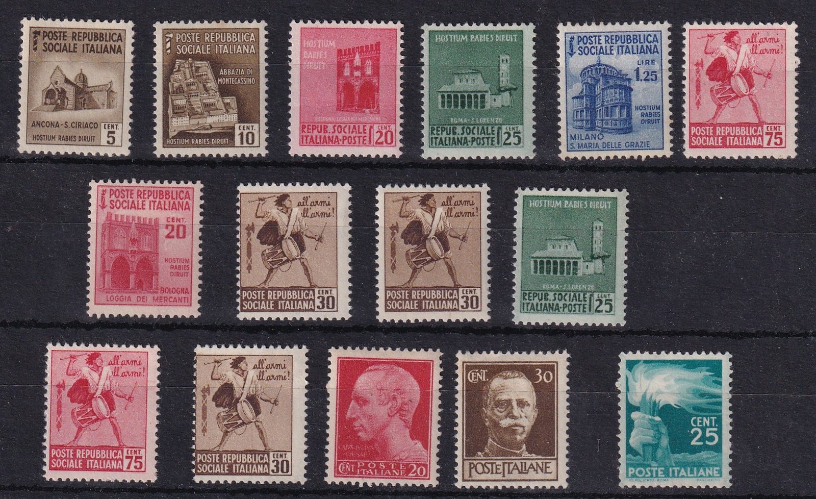 Olasz Szocialista Köztársaság 1944, használatlan darabok