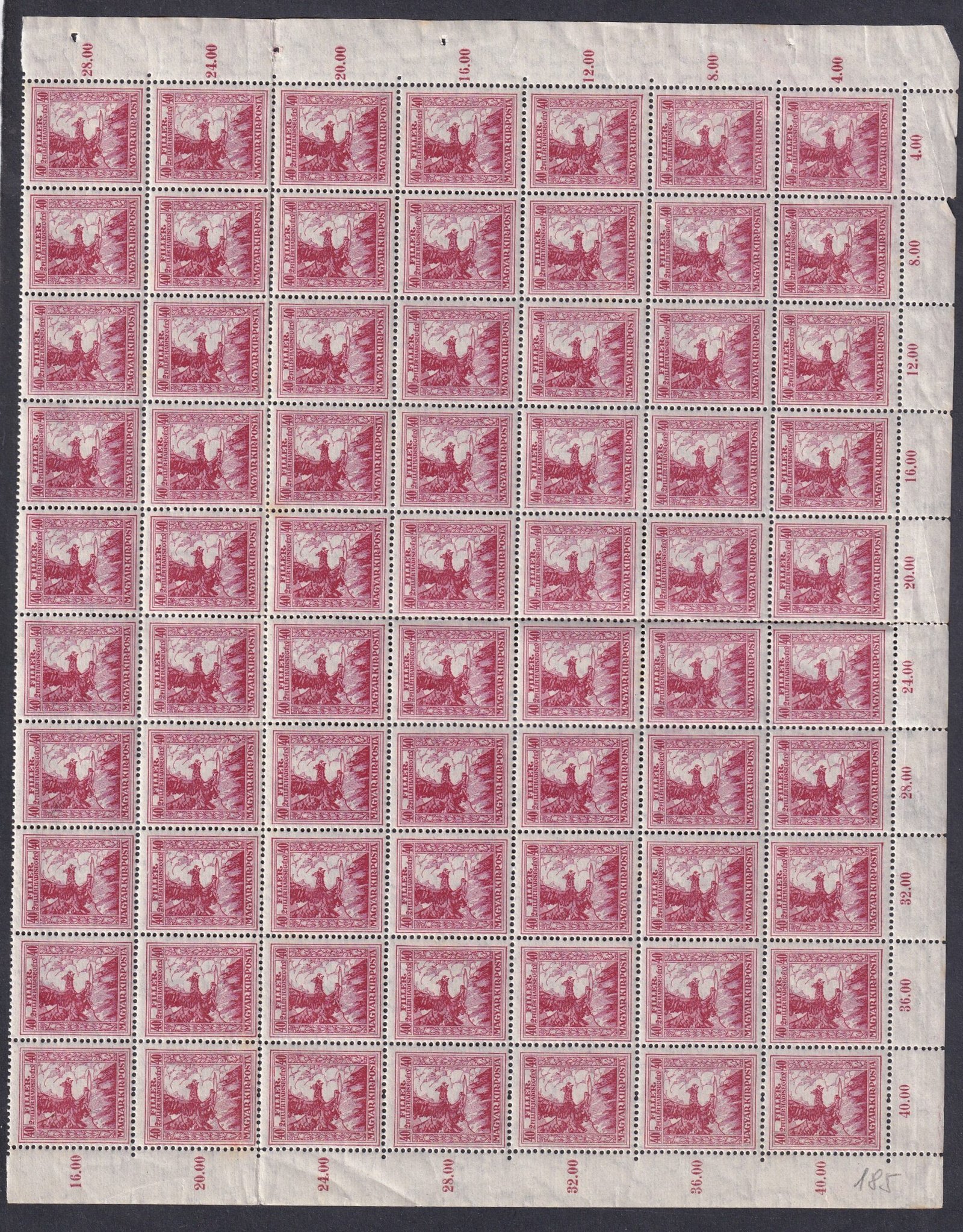 1916. Hadisegély III. 40+2f 50 db-os fél ív