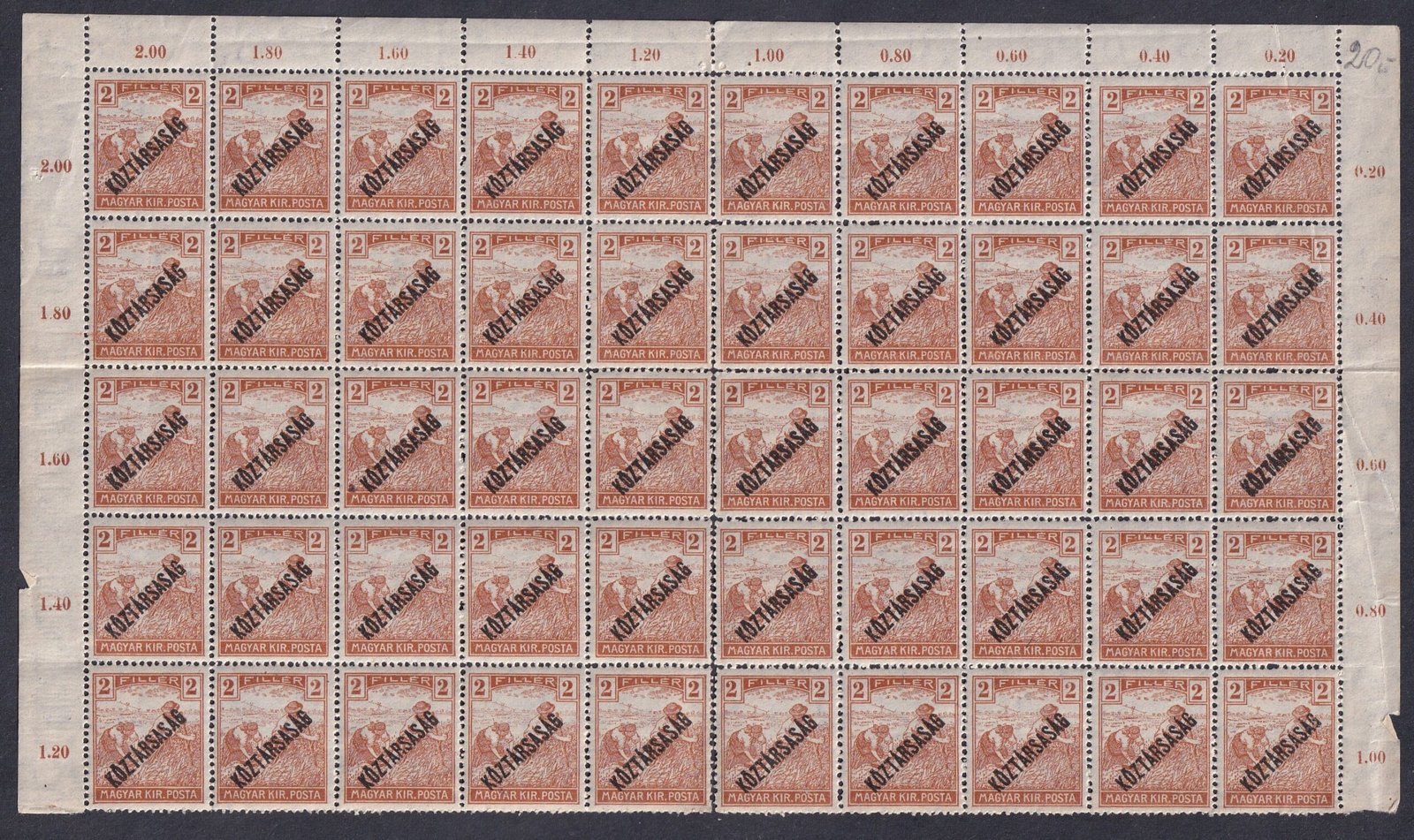 1918. Köztársaság, 2f nagy használatlan darabok