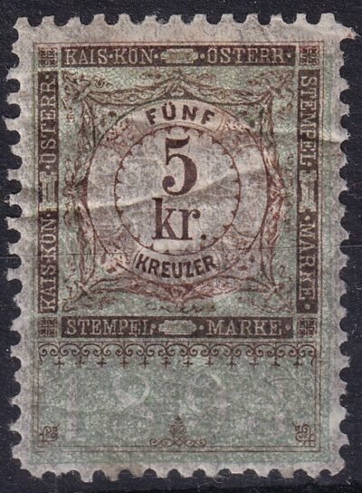 1893. Ausztria 5kr* használatlan Illetékbélyeg