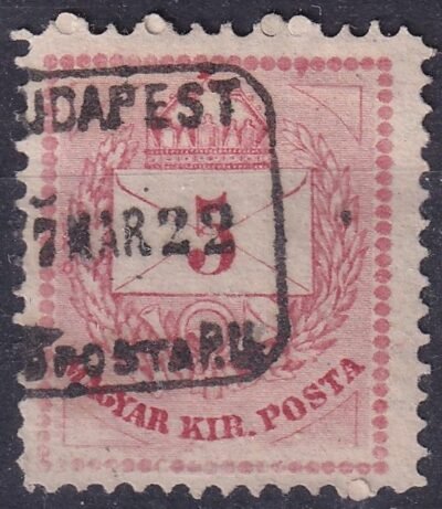 1874. 5kr 13:13,5 fogazással - BUDAPEST / FŐPOSTA P.U.