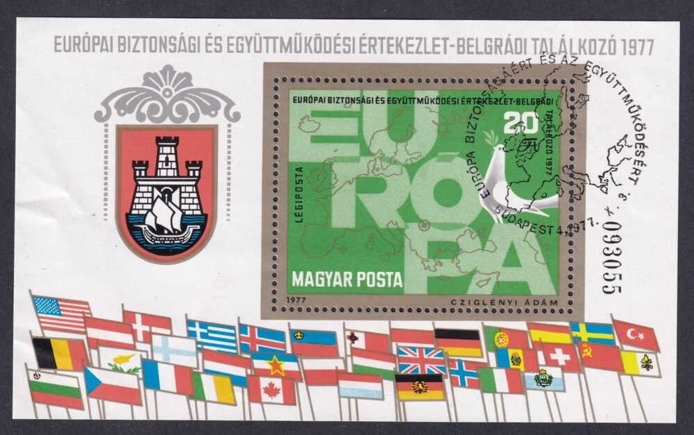 1977. Európai Biztonsági és Együttműködési Értekezle IV. -Belgrád - alkalmi bélyegzéssel