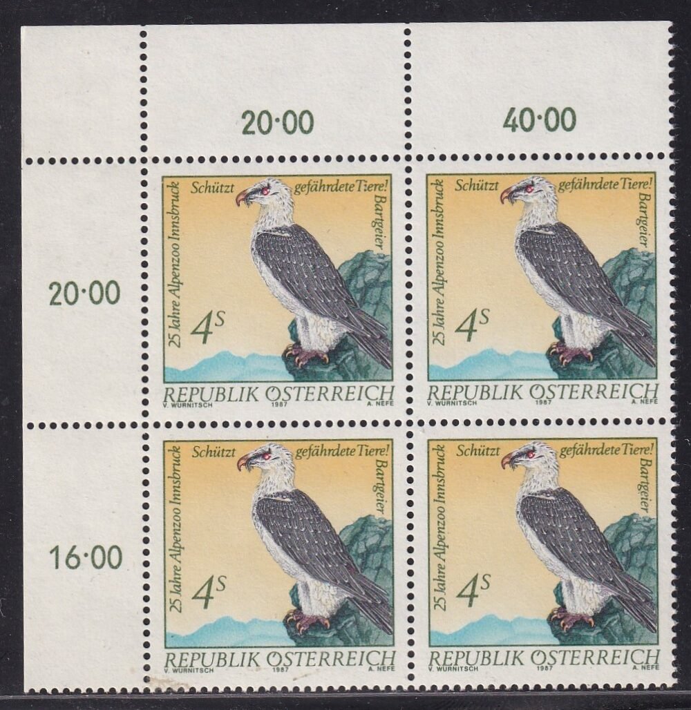 1987. Ausztria, Szakállas keselyű - ívsarki négyestömb