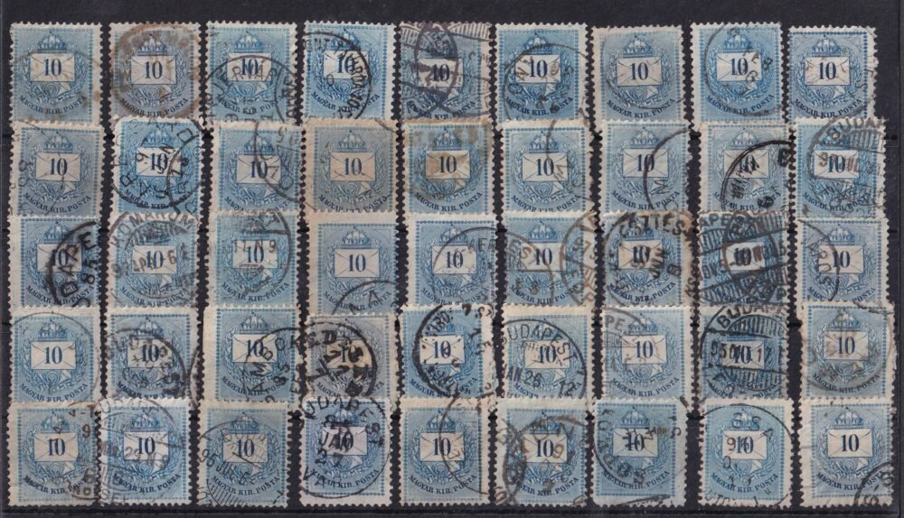 1881. 45 db Színesszámú 10 krajcáros
