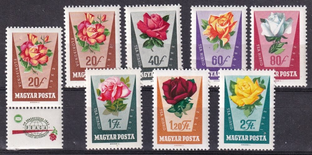 1962. Rózsák sor + 20f alsó szelvénnyel**