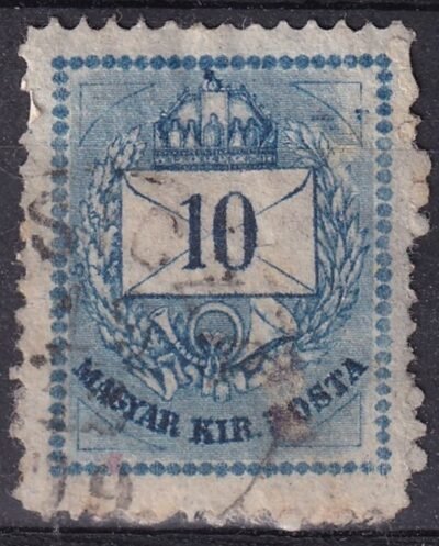 1874. 10kr hidegtű nyomok a jobb felső sarokban