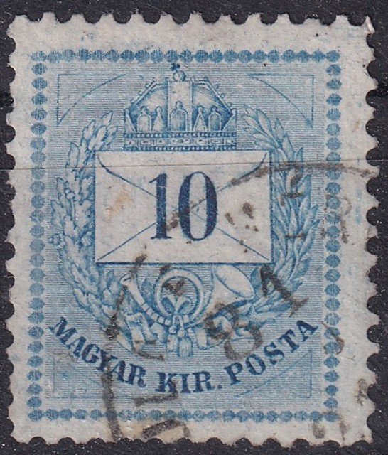 1874. Színesszámú 10 kr /B/ 11,1/2-es fogazással