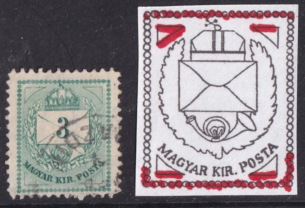 1881. Színesszámú 3 kr - látványos metszetjavítás
