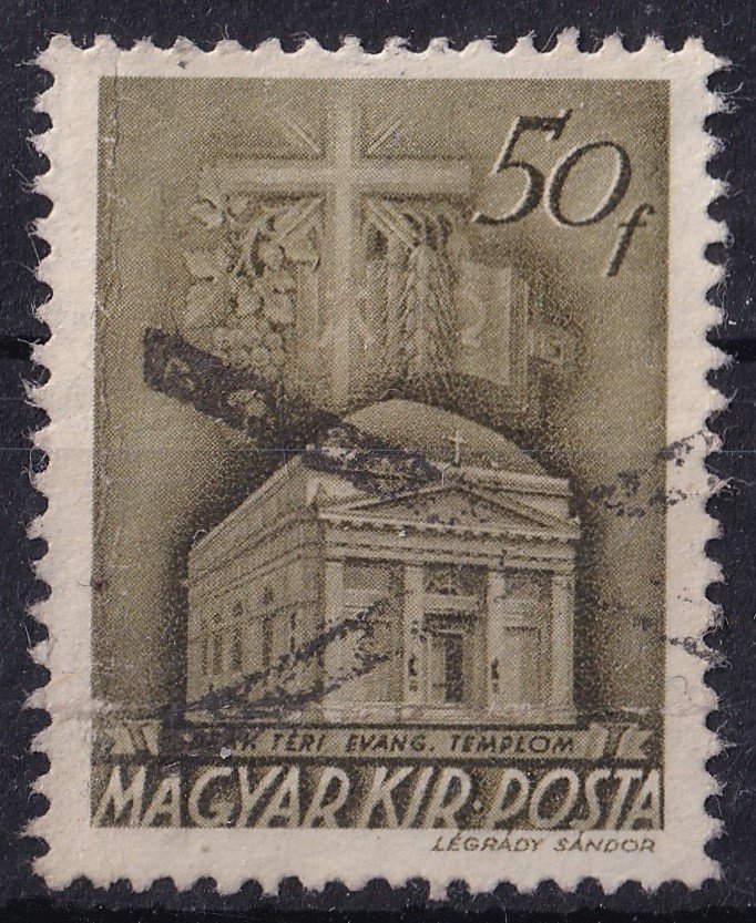 1939. Templom 50f némabélyegzéssel