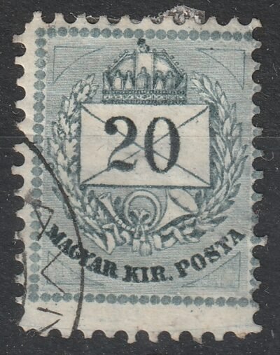 1881. Színesszámú 20 kr - kecskenyre fogazva 18,5 mm
