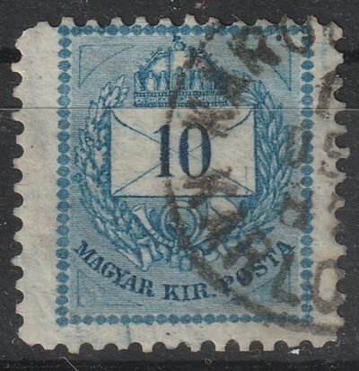 1881. Színesszámú 10 kr - alacsonyra fogazva, 23 mm