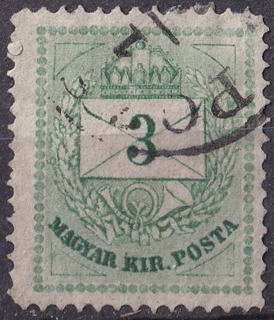 1874. Színesszámú 3 kr javított háromszögek