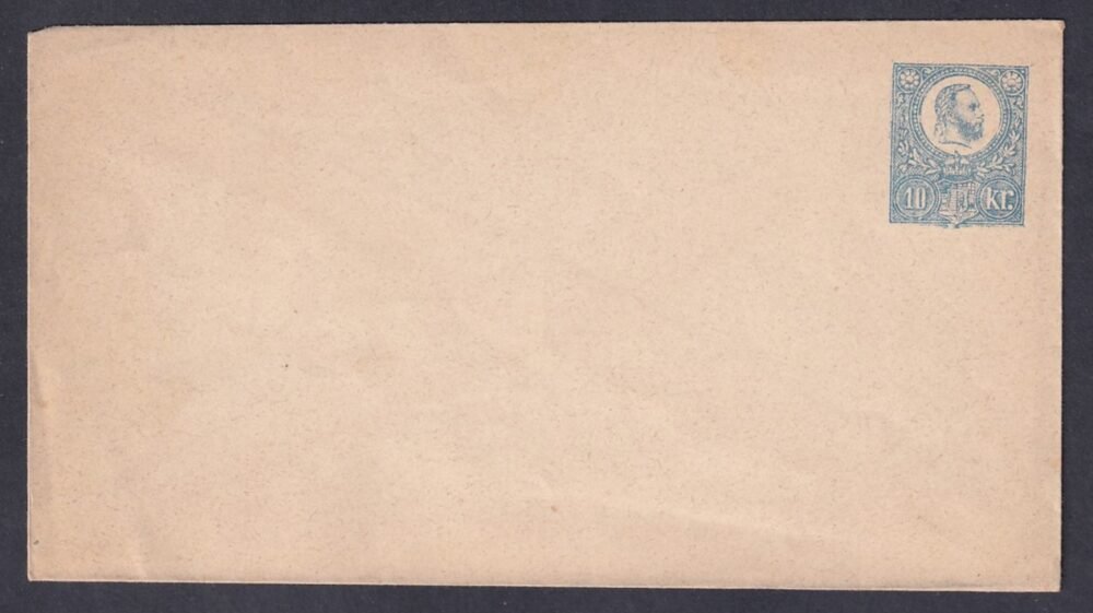 1871. használatlan könyvnyomású 10kr díjjegyes boríték VI. típus