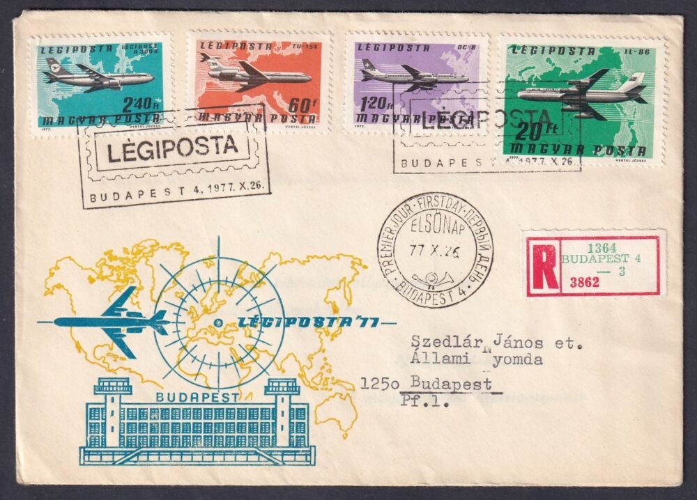 1977. Budapesten helyben feladott ajánlott FDC
