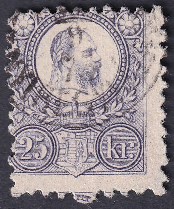 1871. Réznyomat 25 kr - erősen elcsúszott fogazással