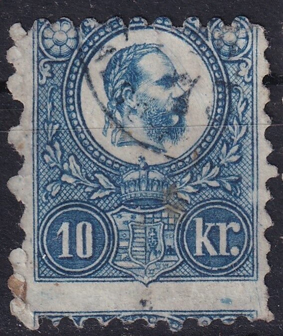 1871. Réznyomat 10 kr - erősen elcsúszott fogazással