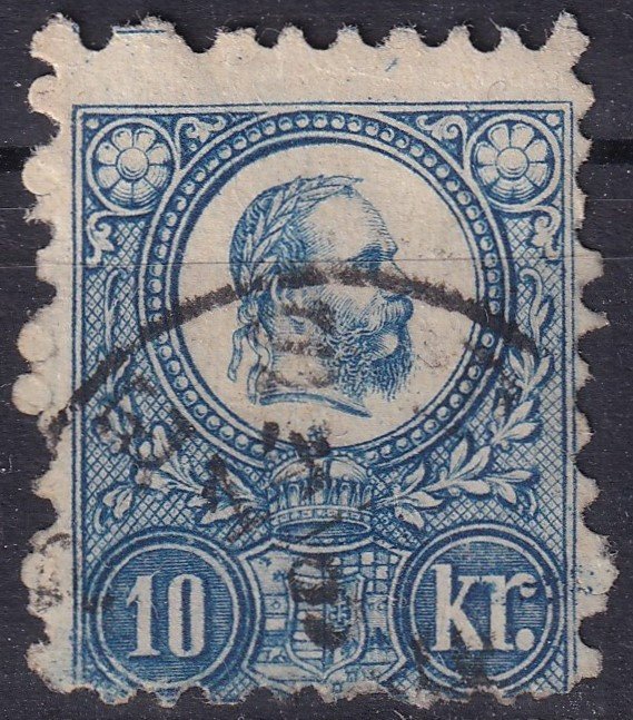 1871. Réznyomat 10kr, festék folt "r" betűben