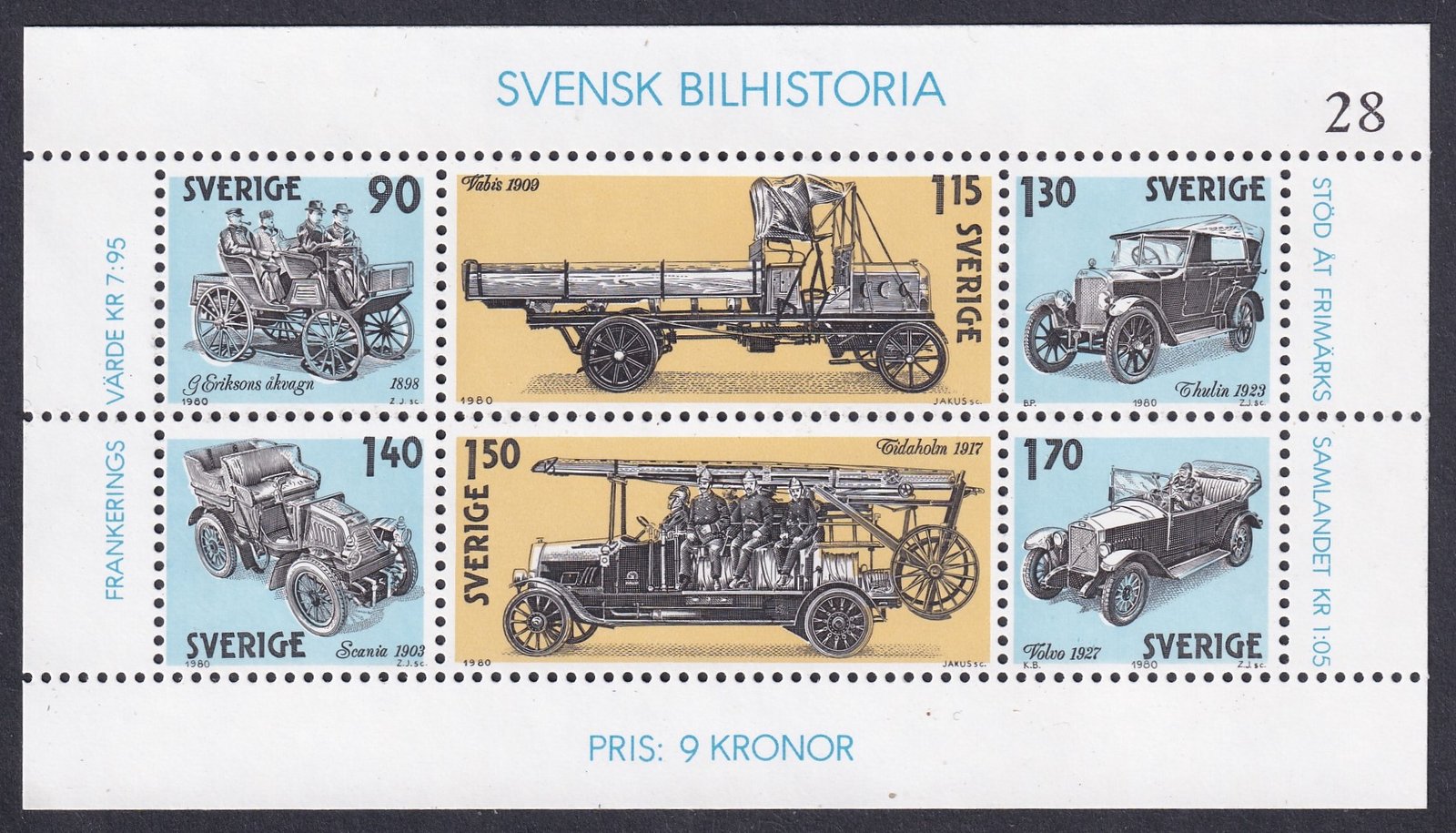 1980. Svédország - Autótörténete blokk