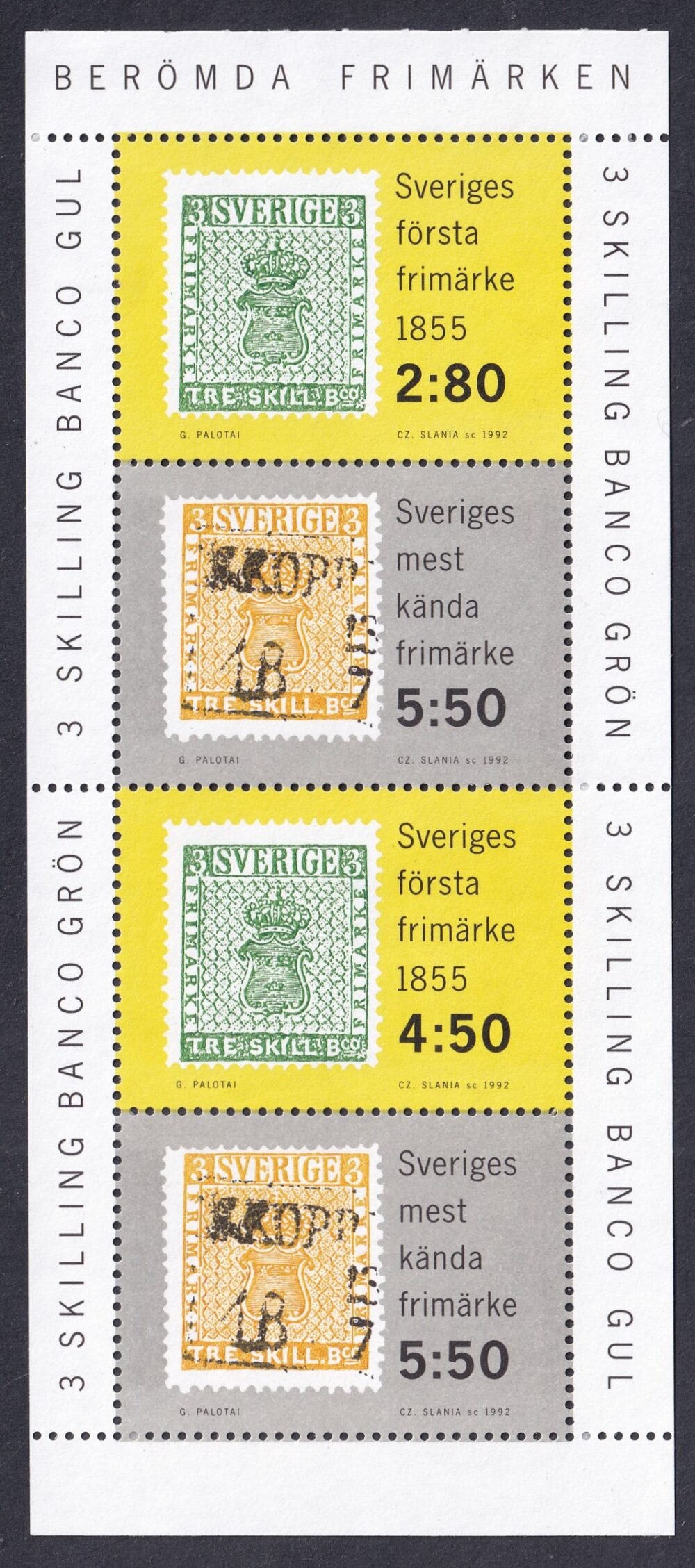 1992. Svédország, Híres bélyegek kisív