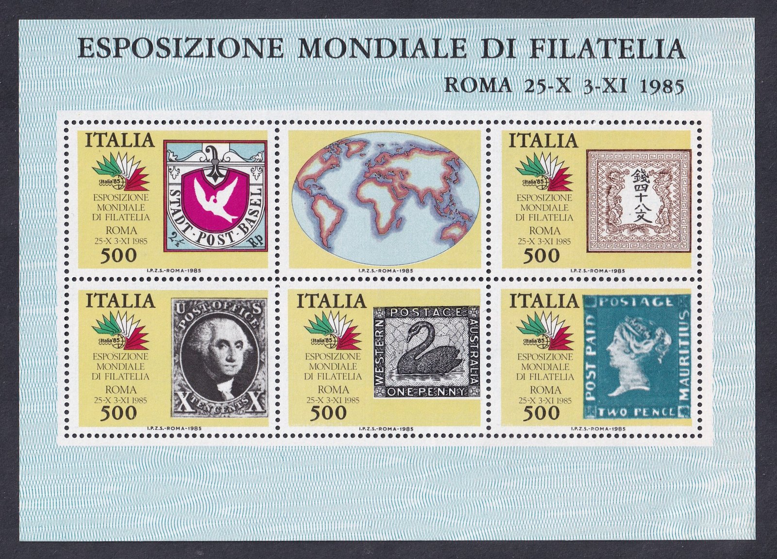 1985. Olaszország Bélyeg világkiállítás blokk