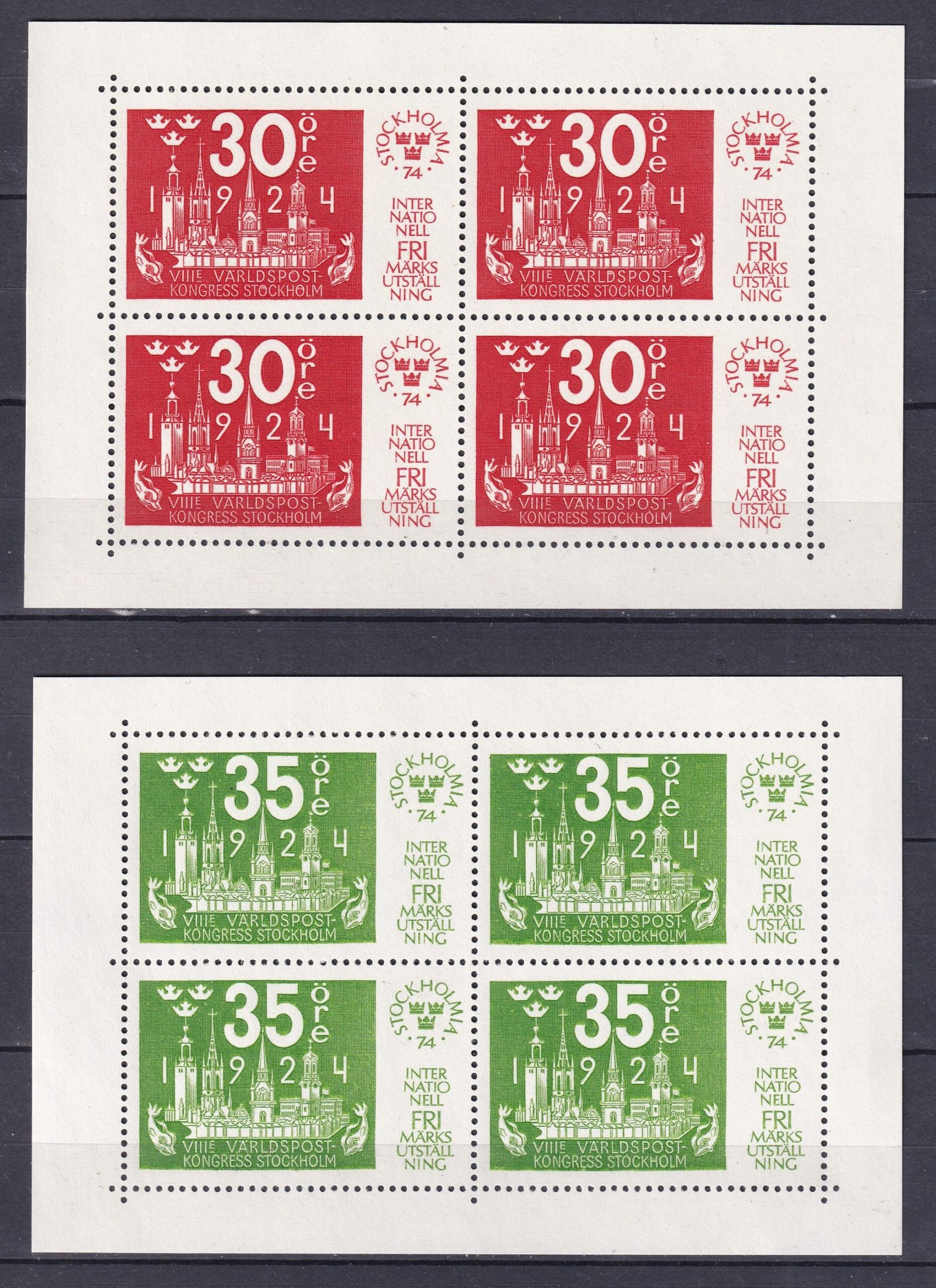 1974. Svédország, STOCKHOLMIA 74 kisív sor