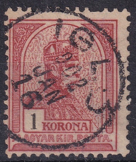 1900. Turul 1 Korona, jobbra dölő korona vízjellel - IGLÓ