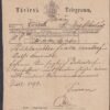 1873. Ung. Alteburgból Pandorfra feladott Távírat
