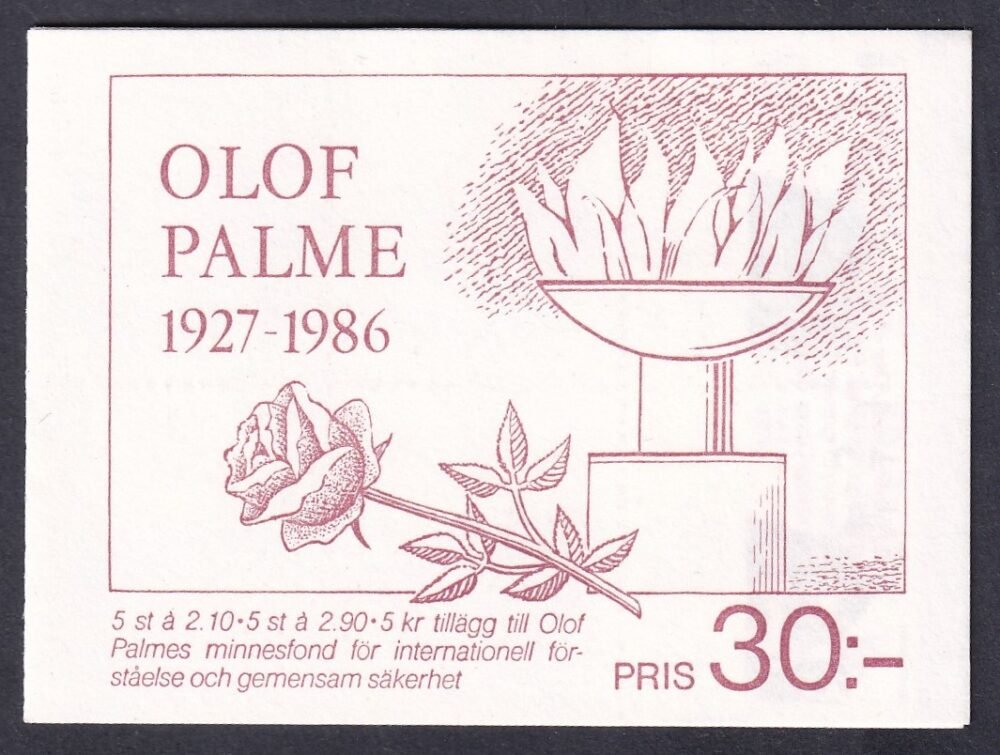 1986. Svédország, Olof Palme bélyegfüzet