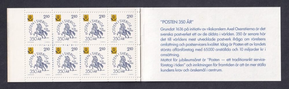 1986. Svédország, bélyegfüzet