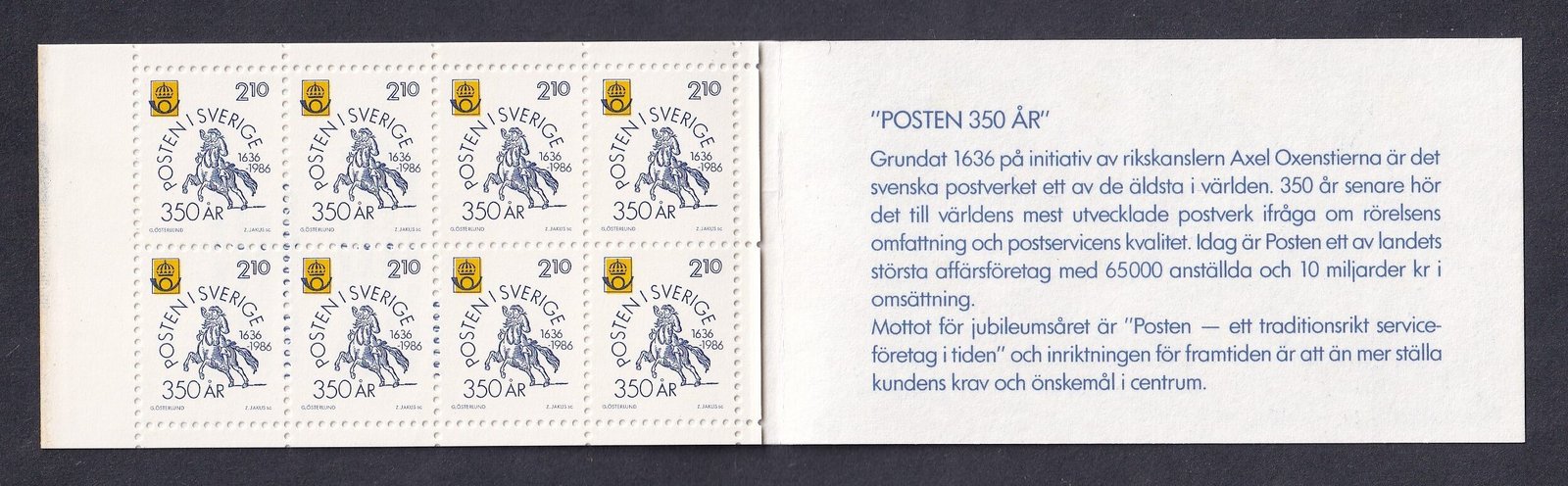 1986. Svédország, bélyegfüzet