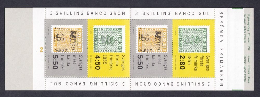 1992. Svédország, Bélyegfüzet - bélyeg a bélyegen