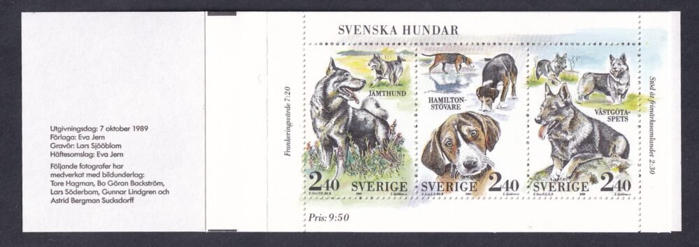 1989. Svédország - Kutyák bélyegfüzett