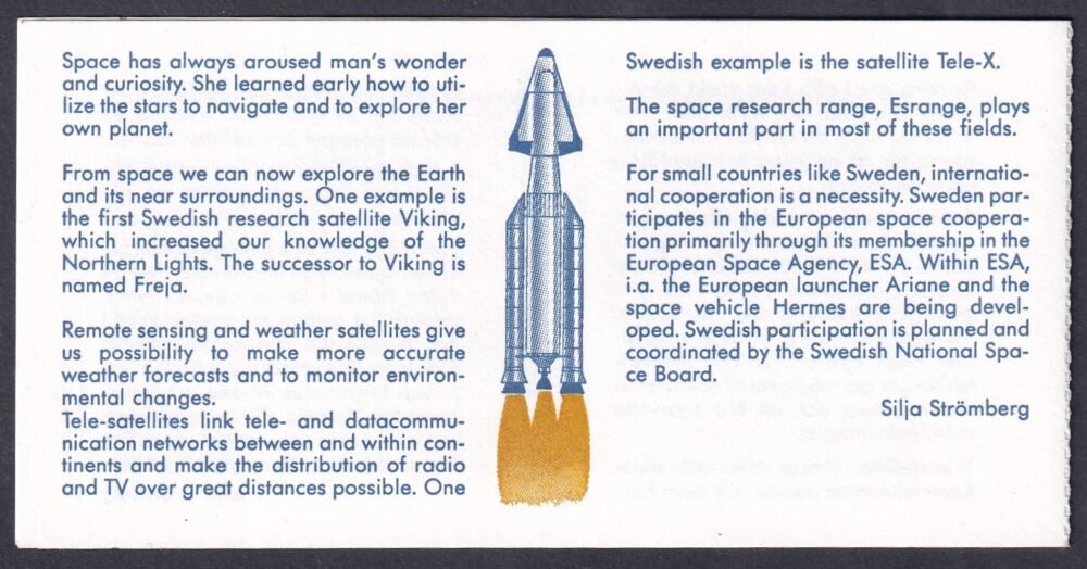 1991. Svédország - európai űrkutatás bélyegfüzet