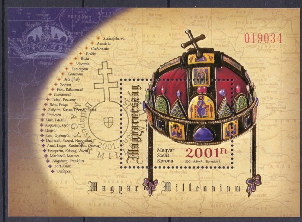 2001. Magyar Szentkorona blokk - alkalmi bélyegzéssel