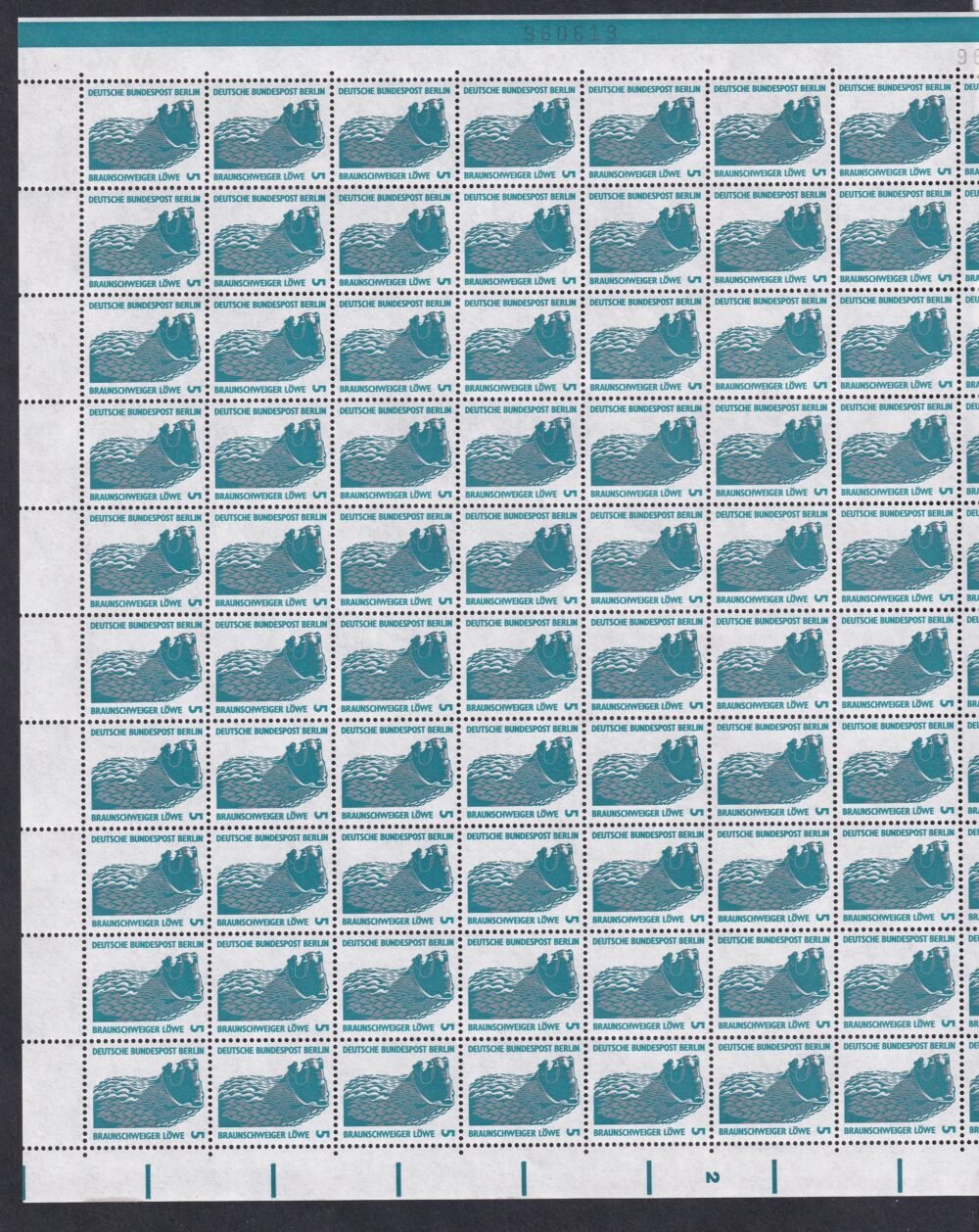 1990. Deutsche Bundespost Berlin – (Braunschweigi Oroszlán), 2 db ívsorszám követő teljes ív