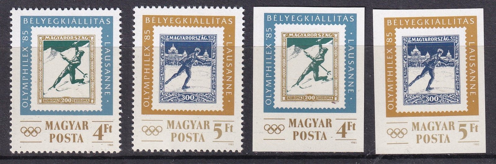 1985. Olymphilex bélyegkiállítás fogazott és vágott pár