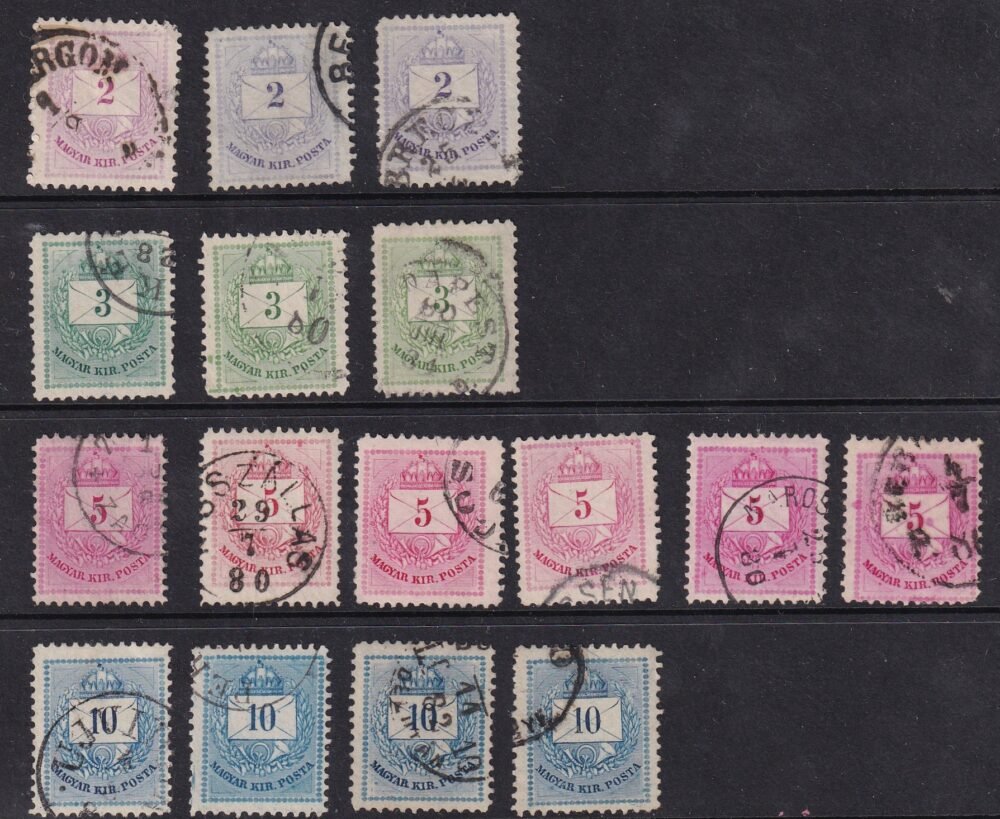 1874. Színesszámú krajcáros összeállítás /B/ 11,1/2-es fogazással - színváltozatokkal!