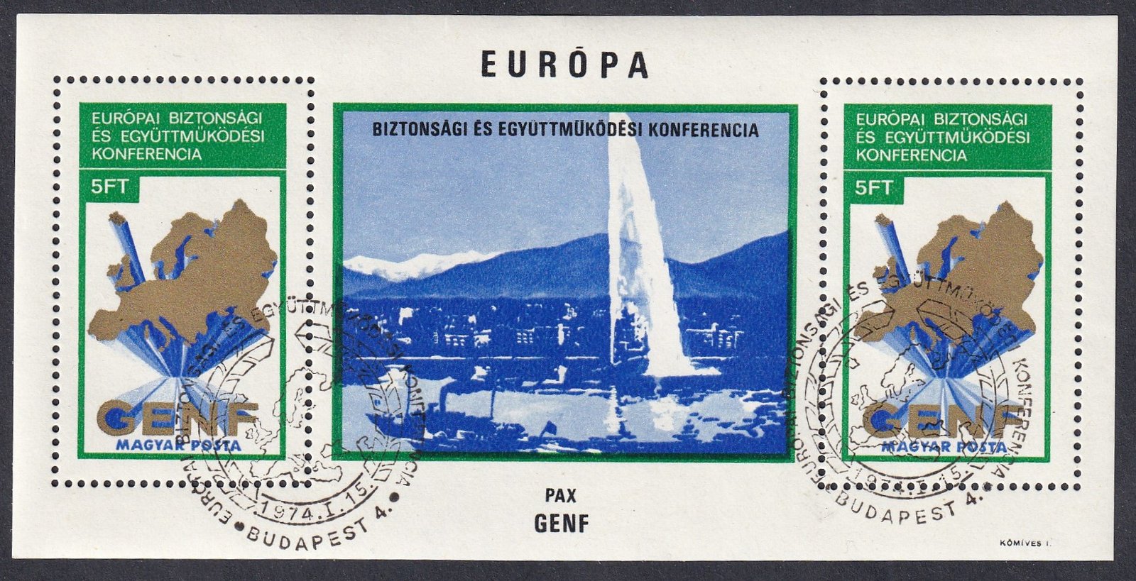 IMG_20251001_0001 1974. Európai Biztonsági és Együttműködési Konferencia blokk alkalmi bélyegzéssel