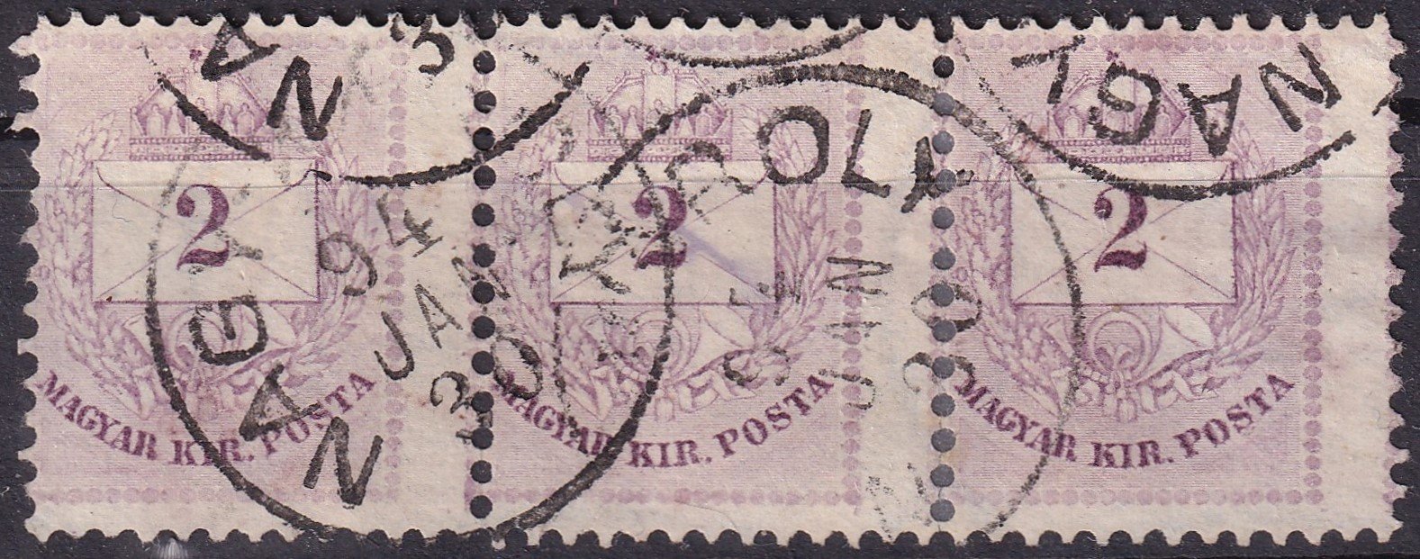 1881. II. 2 kr /B/ alacsonyra fogazott 3-as csík, nagyon ritka!